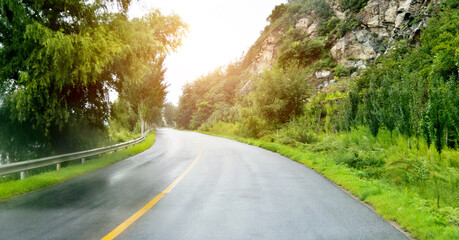 Road turning in the hills