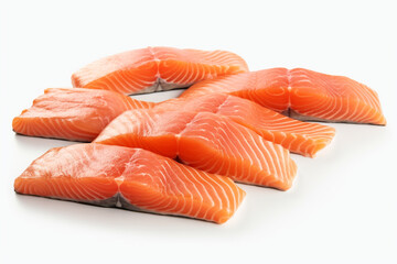 Salmon slices isolated on white background
