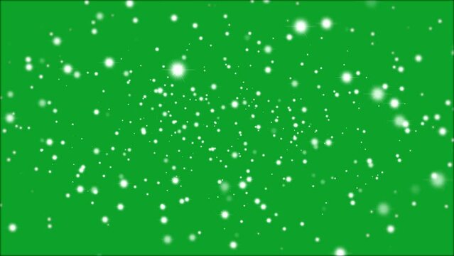 Sparkling glowing stars isolated on green background. 4K Keylight Animation.