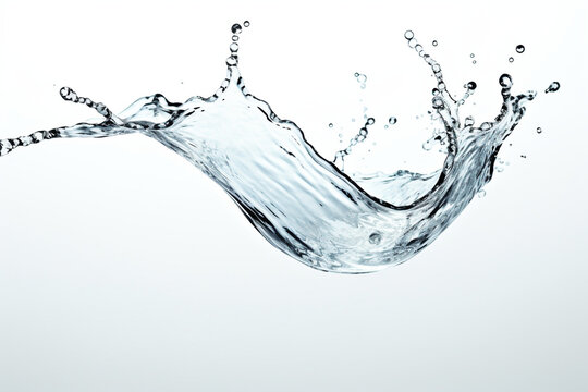 Pouring Water Splash Into Glass Isolated On White Background