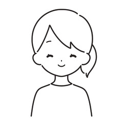 モノクロ｜笑顔の女性イラスト｜私服