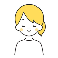 黄色｜笑顔の女性イラスト｜私服
