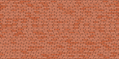 Light red brick wall, seamless background. Vector illustration