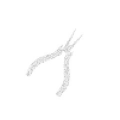 The round pliers symbol filled with black dots. Pointillism style. Vector illustration on white background