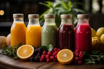  Healthy fruits juice, Avocado, Pineapple, Strawberry, Desert, Vitamin yogurt parfait. © moro