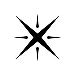 A large star symbol in the center. Isolated black symbol. Illustration on transparent background