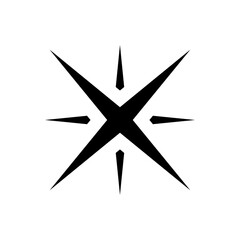 A large star symbol in the center. Isolated black symbol. Vector illustration on white background