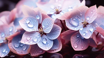 Rolgordijnen Macro photo of soft pink hydrangea flowers, close-up. © Katerina Bond