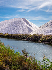 Salt piles-camels in the salworks of Aigues Mortes, France.