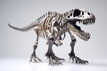 Fototapeta na wymiar skeleton of dinosaur t-rex of toy in white background
