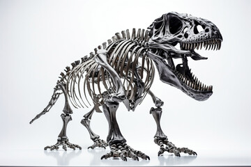 skeleton of dinosaur t-rex of toy in white background