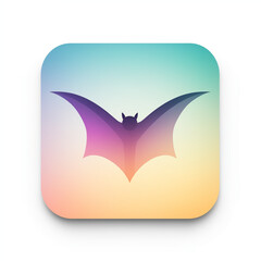 Minimalist Flat Design Bat Icon in Square App Format