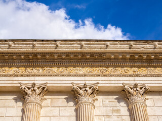 Columns of roman temple in Nimes, France