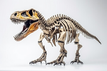 Fototapeta na wymiar skeleton of dinosaur t-rex of toy in white background