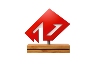 Directional Precision Emphasized Green and White Exit Arrow Sign on a White or Clear Surface PNG Transparent Background