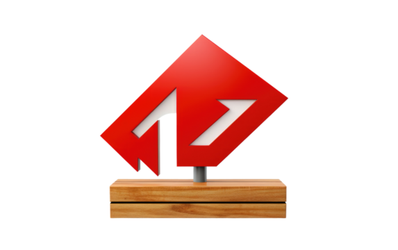 Directional Precision Emphasized Green and White Exit Arrow Sign on a White or Clear Surface PNG Transparent Background