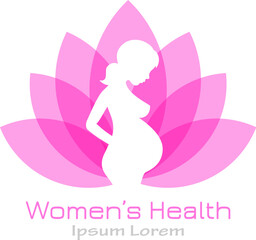 Women's health icon with pregnant woman silhouette