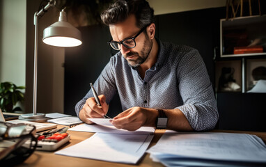 indian businessman doing some paperwork.