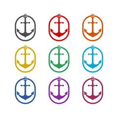 Anchor icon isolated on white background. Set icons colorful