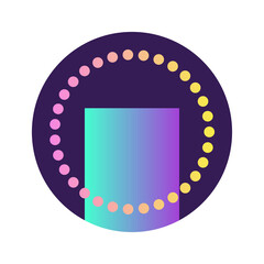 Round Circle Shape Button Gradient Colored Texture Nostalgic 90's Style Neon Futuristic Element...