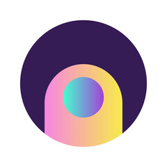 Round Circle Shape Button Gradient Colored Texture Nostalgic 90's Style Neon Futuristic Element...