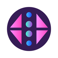 Round Circle Shape Button Gradient Colored Texture Nostalgic 90's Style Neon Futuristic Element...