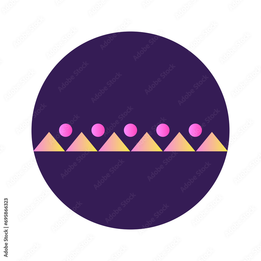 Poster round circle shape button gradient colored texture nostalgic 90's style neon futuristic element icon