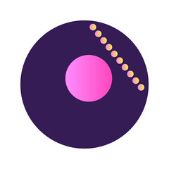 Round Circle Shape Button Gradient Colored Texture Nostalgic 90's Style Neon Futuristic Element...
