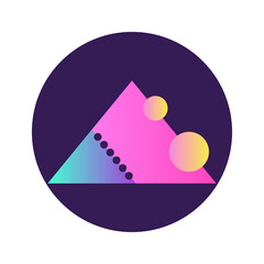 Round Circle Shape Button Gradient Colored Texture Nostalgic 90's Style Neon Futuristic Element...