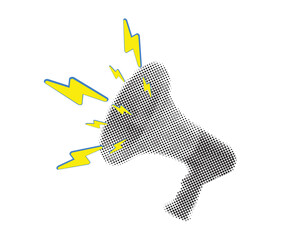 Loudspeaker torn sticker for collage. Retro megaphone for mixed media collage.Grunge punk element