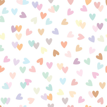 Seamless pattern with pastel colorful hearts. Cute pattern, vector