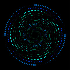 Halftone dots circle. Fibonacci Sequence - design element