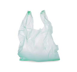One light green plastic bag isolated on white