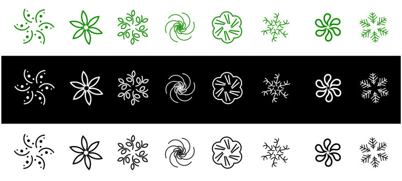 Icon set of snowflake. Editable vector pictograms isolated on a white background. Trendy outline symbols for mobile apps and website design. 