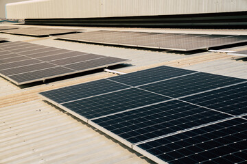 Close-up of Solar cell farm power plant eco technology.landscape of Solar cell panels in a...