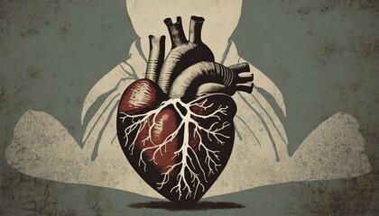 vintage heart lungs with a background