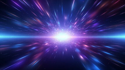 Fototapeta premium blue, purple glowing. Magical explosion with colorful speed glow. Abstract star or sun. Explosion effect. Fast motion effect. Overlays, overlay, light transition, effects sunlight, lens flare, light.