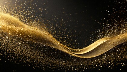Fototapeta na wymiar beautiful dark abstract background with wave shaped golden dust splash
