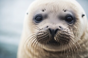 close-up of a seals whiskered face - obrazy, fototapety, plakaty