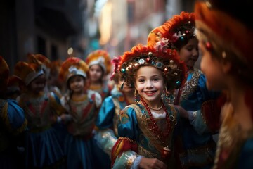 Girl dressed in a carnival parade.