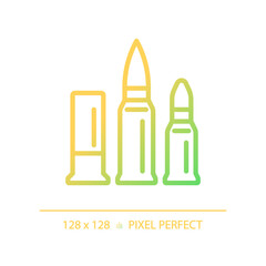 2D pixel perfect gradient caliber icon, isolated vector, thin line illustration representing weapons.