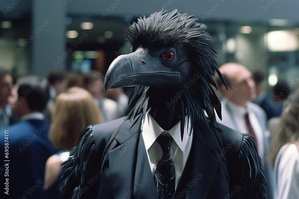 Aufkleber a microraptor engaged in networking activities, showcasing the importance of building professional c