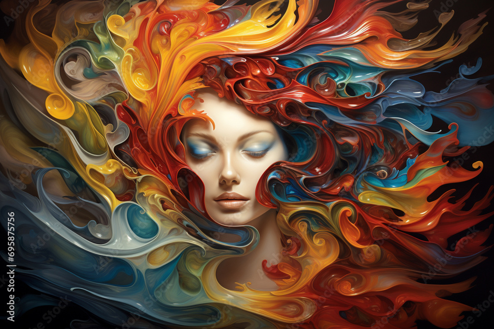 Poster a swirl of colors representing the chaos and beauty of thoughts.