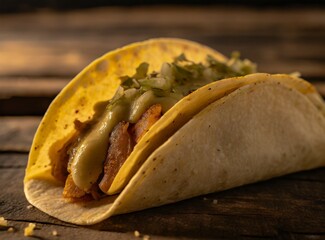 Mexican traditional food. Spicy ''tacos'', typical from Mexico. Seasoned and spicy food. Tex-Mex restaurant dish. Isolated plate, closeup photography.