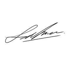 Abstract signature idea starting letter L. Vector with black writing and transparent background.