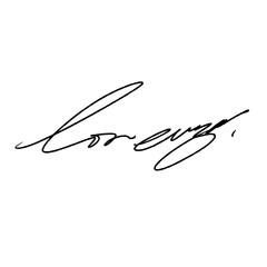 Abstract signature idea starting letter L. Vector with black writing and transparent background.