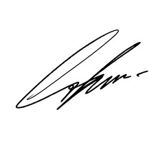 Abstract signature idea starting letter L. Vector with black writing and transparent background.