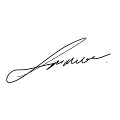 Abstract signature idea starting letter L. Vector with black writing and transparent background.