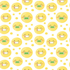 Funny seamless pattern with emojis empty and fully charged. Colorful doodle illustration