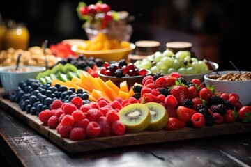 Fototapeta na wymiar Fruit and berries buffet. Generative AI
